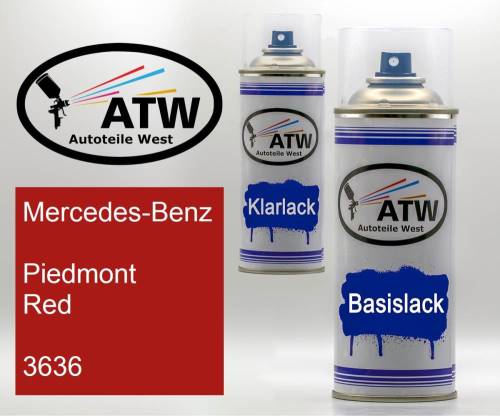 Mercedes-Benz, Piedmont Red, 3636: 400ml Sprühdose + 400ml Klarlack - Set, von ATW Autoteile West.
